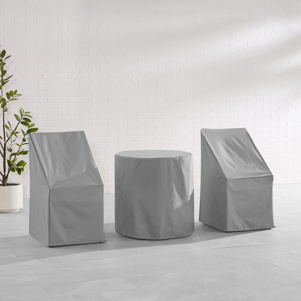 Crosley Furniture - 3Pc Outdoor Bistro Furniture Cover Set - 2 Dining Side Chairs & 1 Bistro Table - MO75018-GY view 6