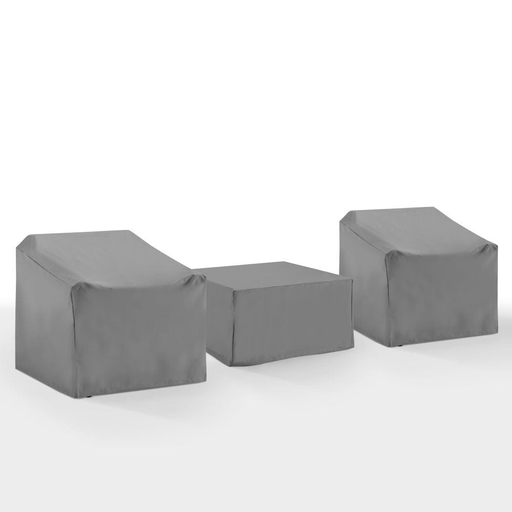 Crosley Furniture - 3Pc Outdoor Furniture Cover Set - 2 Chairs & 1 Square Table/Ottoman - MO75025-GY view 1