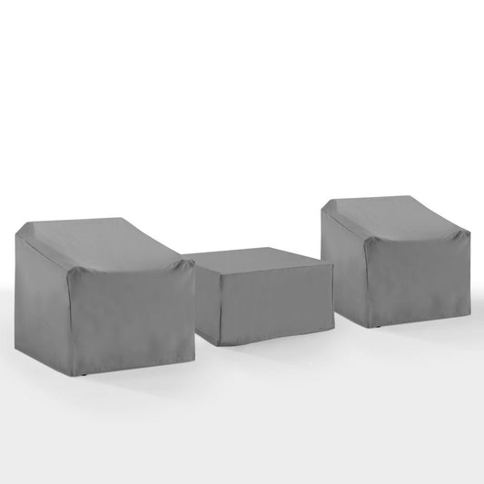 Crosley Furniture - 3Pc Outdoor Furniture Cover Set - 2 Chairs & 1 Square Table/Ottoman - MO75025-GY view 1