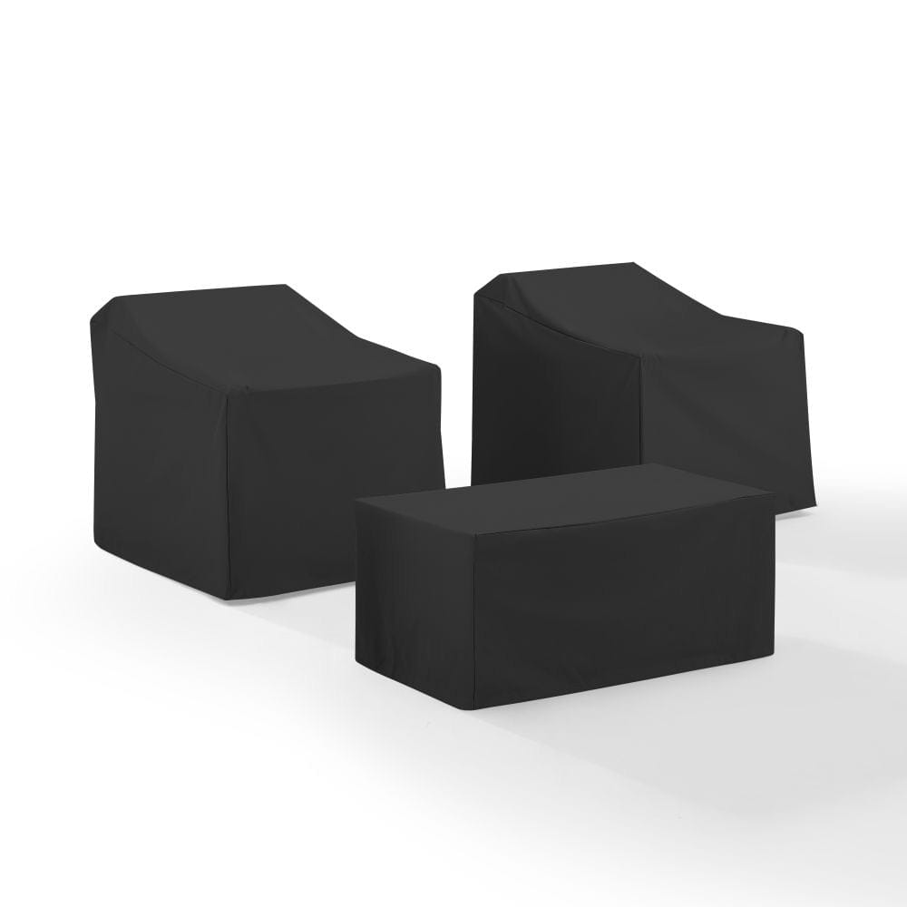Crosley Furniture - 3Pc Outdoor Furniture Cover Set - 2 Chairs & Coffee Table - MO75005-BK view 2