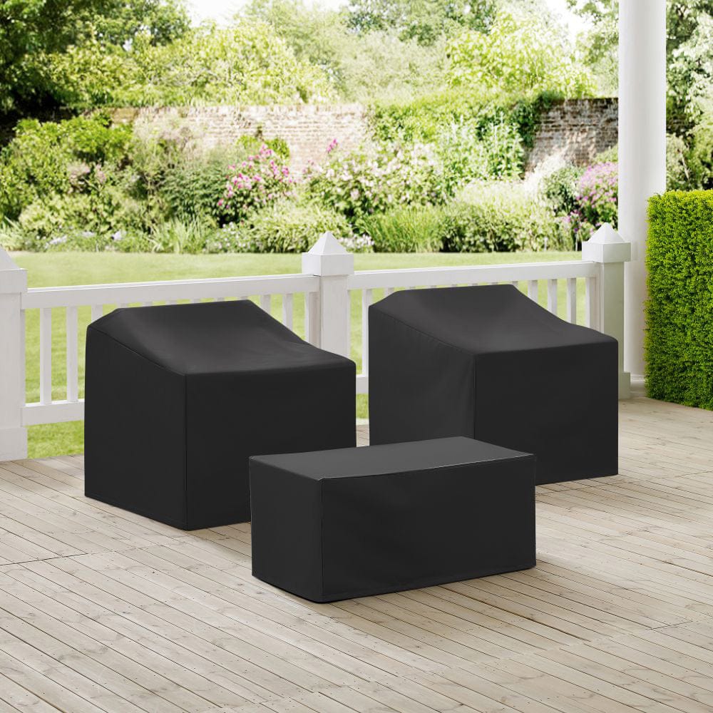 Crosley Furniture - 3Pc Outdoor Furniture Cover Set - 2 Chairs & Coffee Table - MO75005-BK view 6