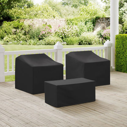 Crosley Furniture - 3Pc Outdoor Furniture Cover Set - 2 Chairs & Coffee Table - MO75005-BK view 6