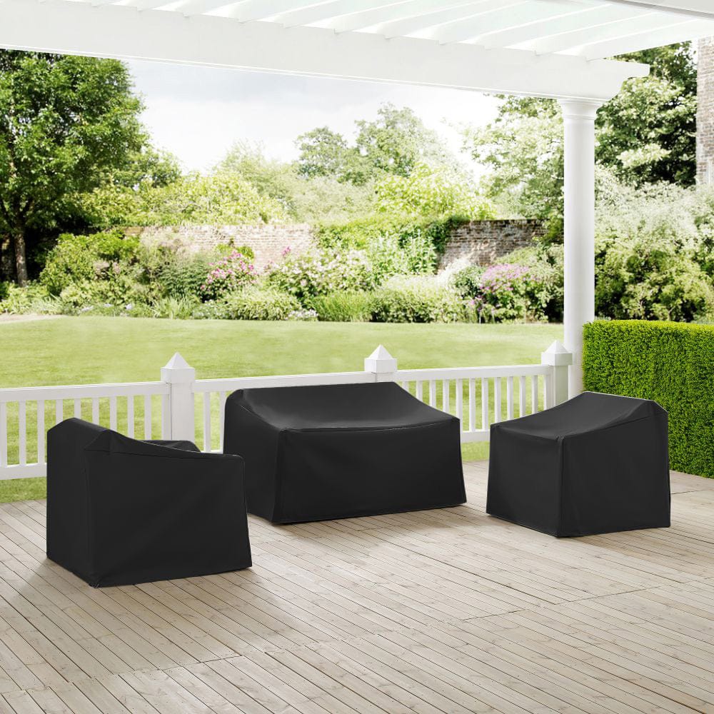 Crosley Furniture - 3Pc Outdoor Furniture Cover Set - Loveseat & 2 Chairs - MO75004-BK view 6