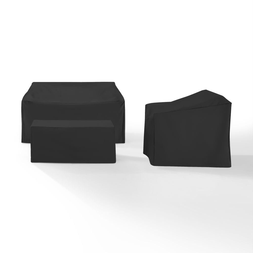 Crosley Furniture - 3Pc Outdoor Furniture Cover Set - Loveseat, Chair, & Coffee Table - MO75003-BK view 1