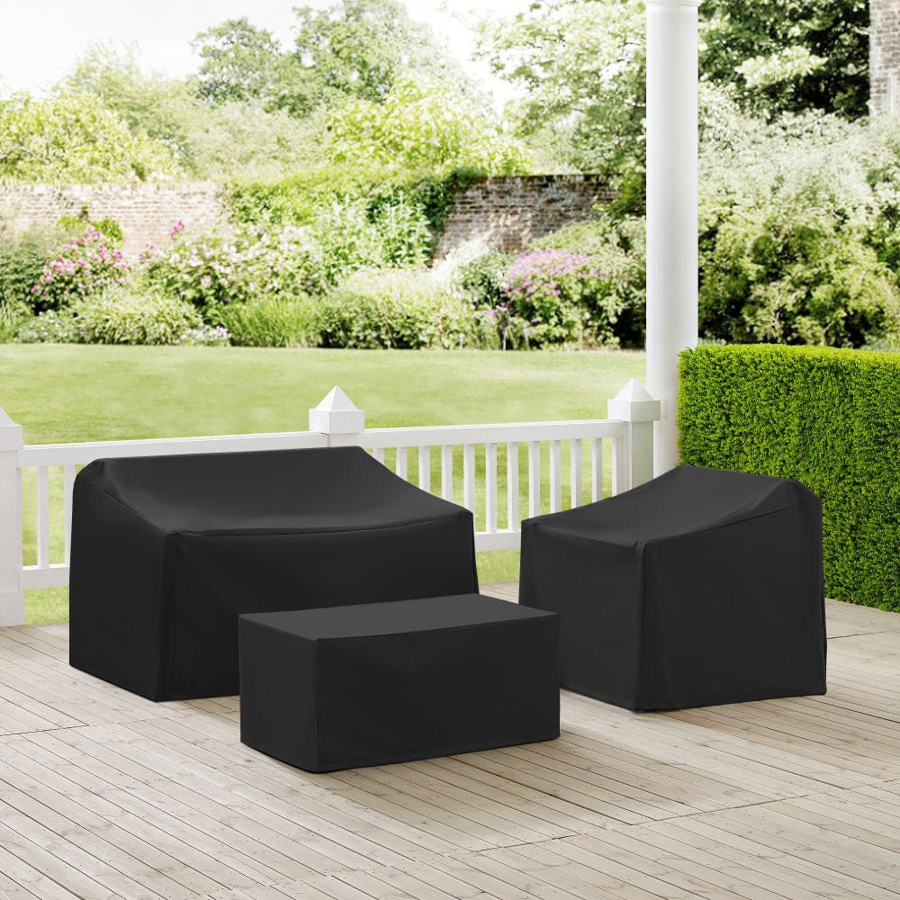 Crosley Furniture - 3Pc Outdoor Furniture Cover Set - Loveseat, Chair, & Coffee Table - MO75003-BK view 6