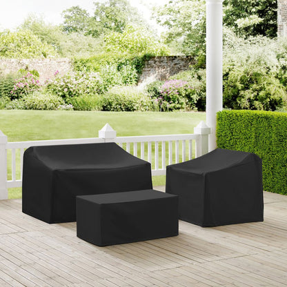 Crosley Furniture - 3Pc Outdoor Furniture Cover Set - Loveseat, Chair, & Coffee Table - MO75003-BK view 6