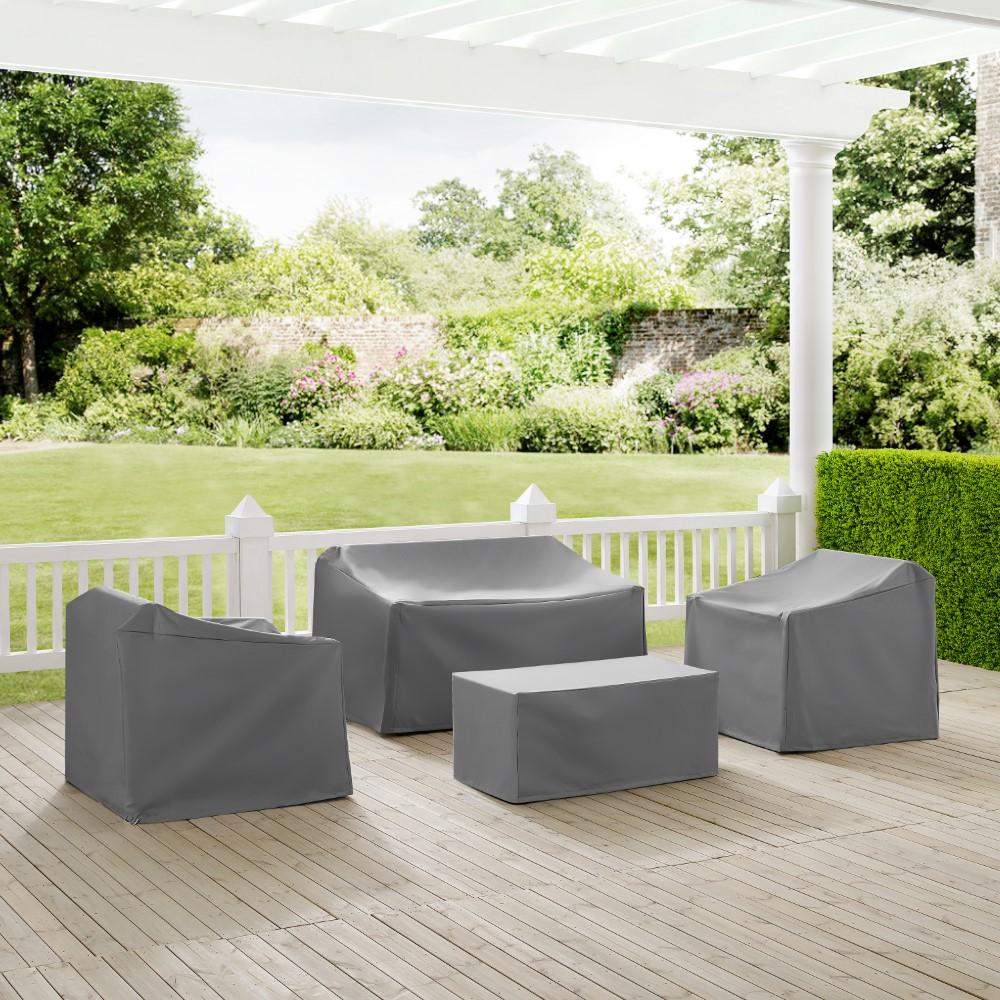 Crosley Furniture - 4 Piece Furniture Cover Set Gray - Loveseat, 2 Chairs, Coffee - MO75000-GY view 4