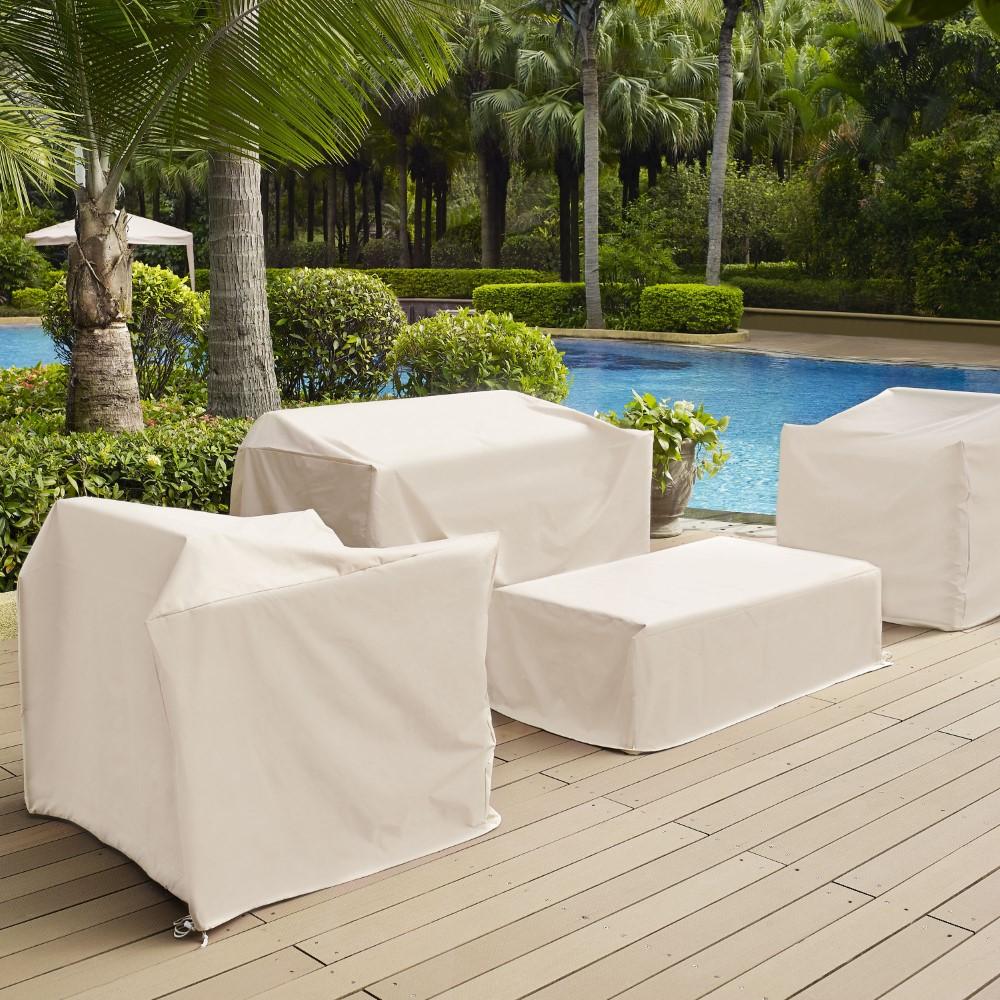 Crosley Furniture - 4 Piece Furniture Cover Set Tan - Loveseat, 2 Chairs, Coffee - MO75000-TA veiw 4