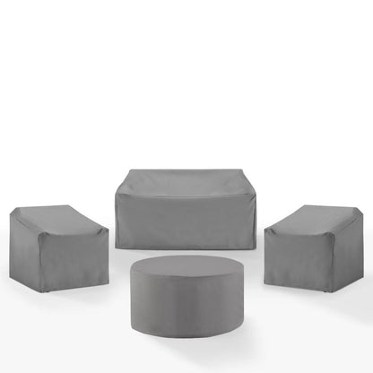 Crosley Furniture - 4Pc Outdoor Furniture Cover Set - 2 Chairs, 1 Loveseat, & 1 Round Table - MO75029-GY view 1