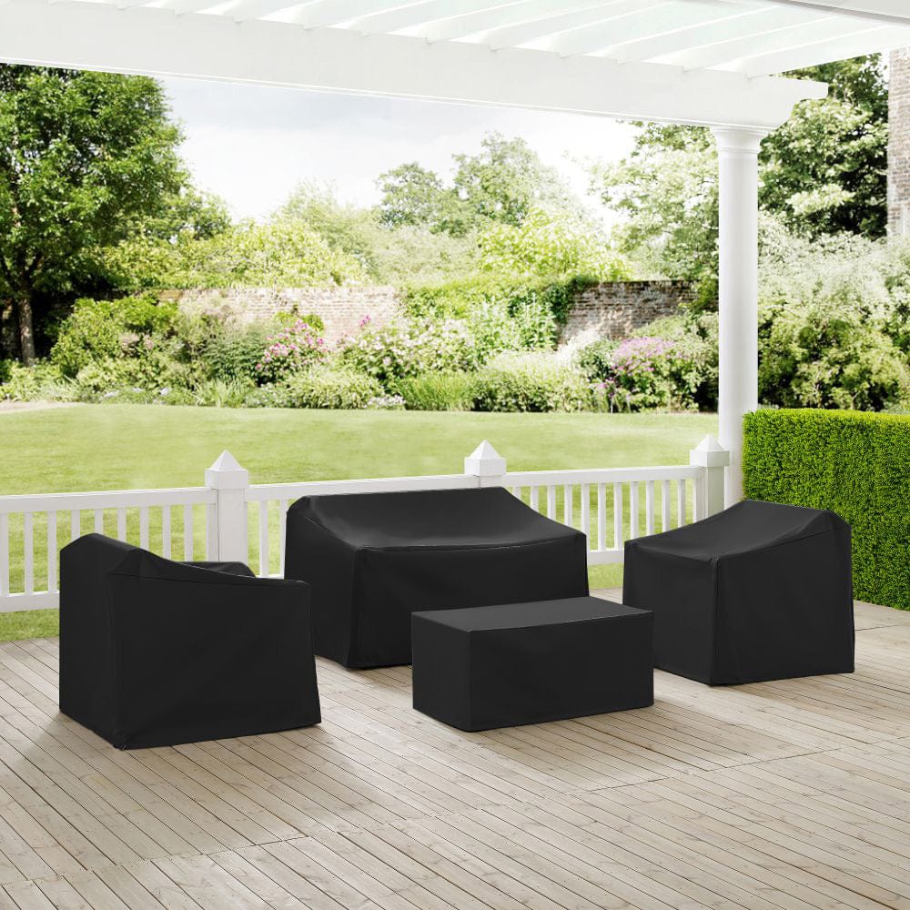 Crosley Furniture - 4Pc Outdoor Furniture Cover Set - Loveseat, 2 Chairs, & Coffee - MO75000-BK view 6