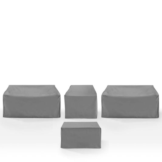 Crosley Furniture - 4Pc Outdoor Sectional Furniture Cover Set - 2 Loveseats, 1 Chair, & 1 Square Table/Ottoman - MO75037-GY view 1