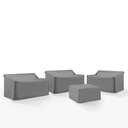 Crosley Furniture - 4Pc Outdoor Sectional Furniture Cover Set - 3 Loveseats & 1 Square Table/Ottoman - MO75046-GY view 1