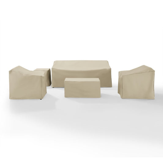Crosley Furniture - 5 Piece Furniture Cover Set Tan - Sofa, Two Arm Chairs, End Table, Rectangle Table - MO75006-TA view 1