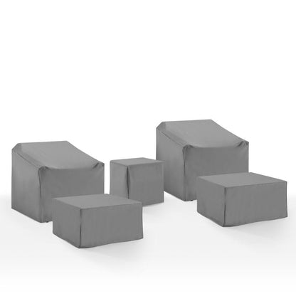 Crosley Furniture - 5Pc Outdoor Furniture Cover Set - 2 Chair, 2 Square Table/Ottoman, & 1 Side Table - MO75051-GY view 1