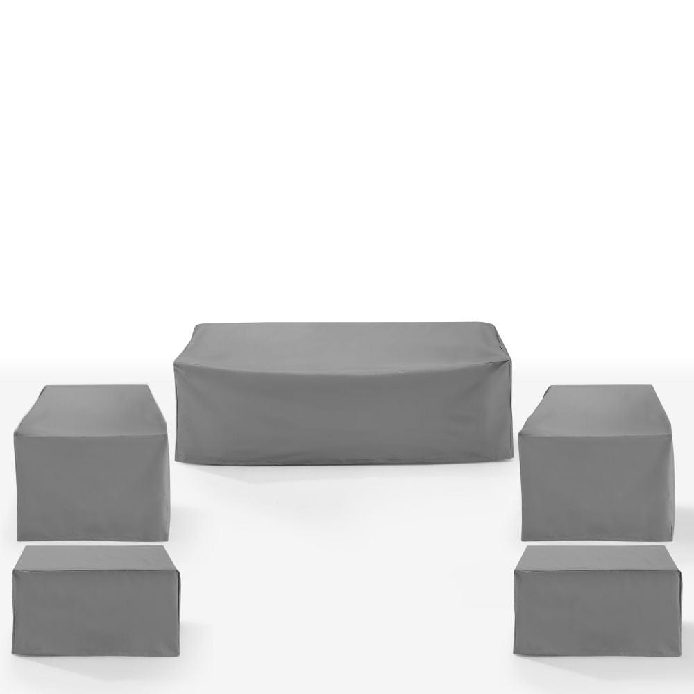 Crosley Furniture - 5Pc Outdoor Furniture Cover Set - 2 Chair, 2 Square Table/Ottoman, & 1 Sofa - MO75052-GY view 2