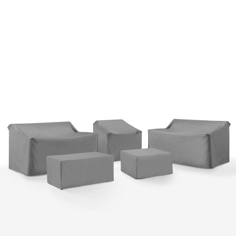 Crosley Furniture - 5Pc Outdoor Sectional Furniture Cover Set - 2 Loveseat, 1 Chair, 1 Coffee Table, & 1 Square Table/Ottoman - MO75054-GY view 1