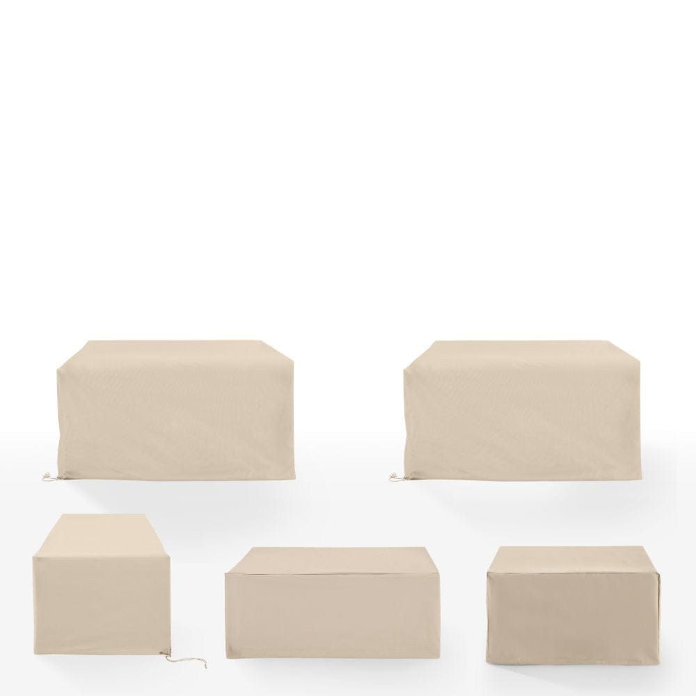 Crosley Furniture - 5Pc Outdoor Sectional Furniture Cover Set - 2 Loveseat, 1 Chair, 1 Coffee Table, & 1 Square Table/Ottoman - MO75054-TA view 2