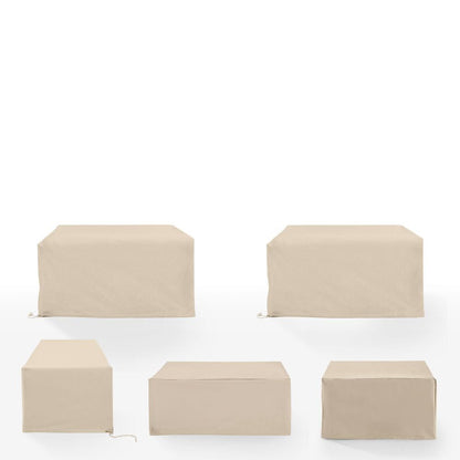 Crosley Furniture - 5Pc Outdoor Sectional Furniture Cover Set - 2 Loveseat, 1 Chair, 1 Coffee Table, & 1 Square Table/Ottoman - MO75054-TA view 2