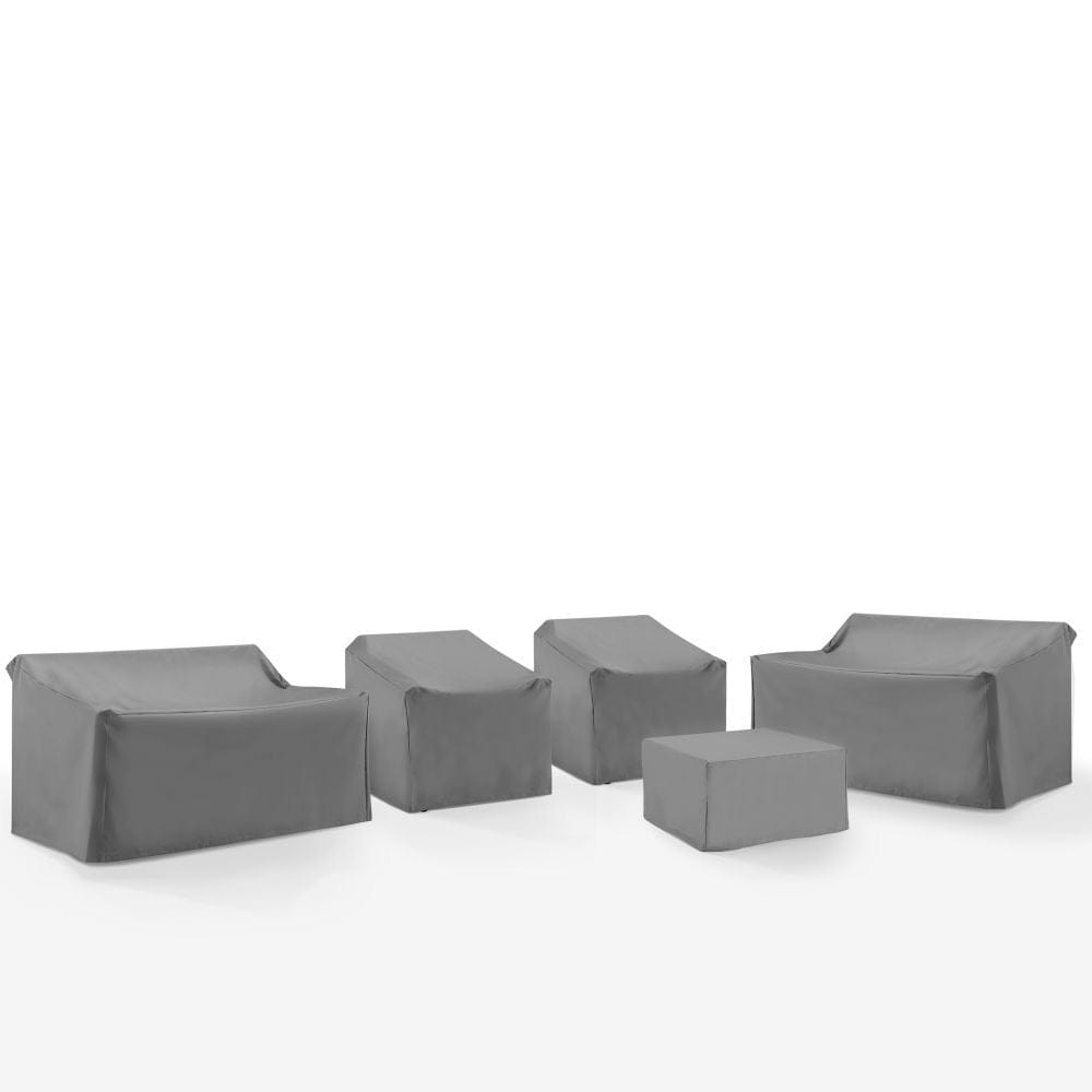 Crosley Furniture - 5Pc Outdoor Sectional Furniture Cover Set - 2 Loveseats, 2 Chairs, & 1 Square Table/Ottoman - MO75038-GY view 1