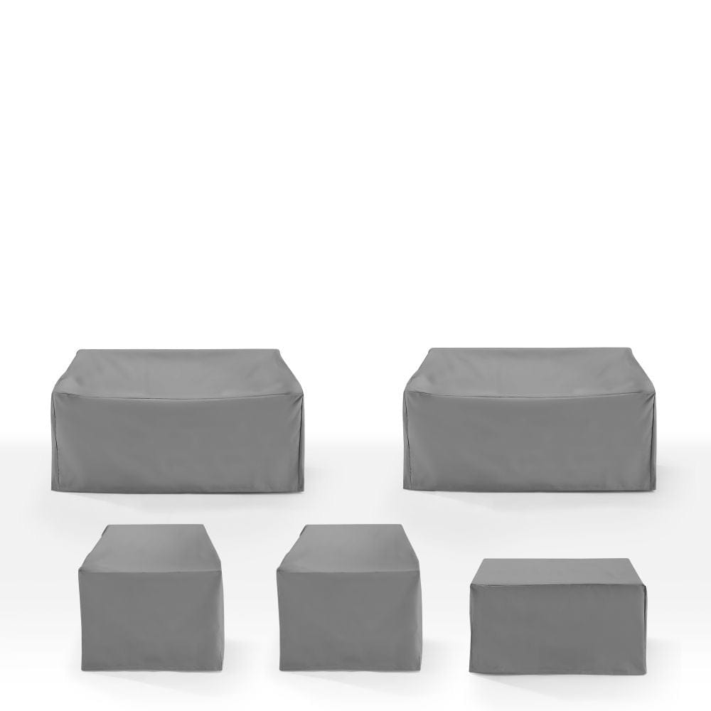 Crosley Furniture - 5Pc Outdoor Sectional Furniture Cover Set - 2 Loveseats, 2 Chairs, & 1 Square Table/Ottoman - MO75038-GY view 2