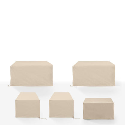Crosley Furniture - 5Pc Outdoor Sectional Furniture Cover Set - 2 Loveseats, 2 Chairs, & 1 Square Table/Ottoman - MO75038-TA view 2