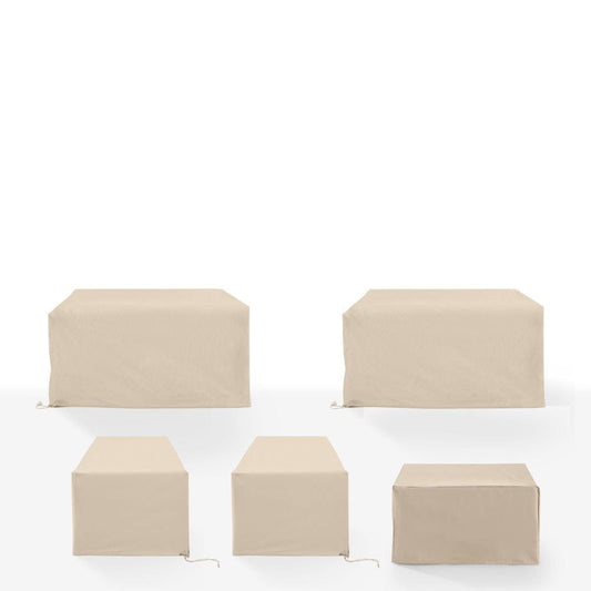 Crosley Furniture - 5Pc Outdoor Sectional Furniture Cover Set - 2 Loveseats, 2 Chairs, & 1 Square Table/Ottoman - MO75038-TA view 2