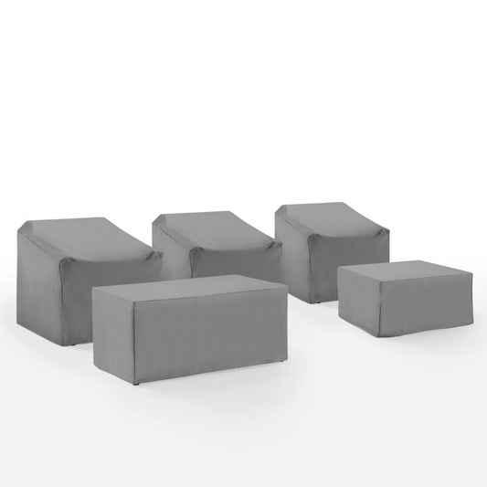 Crosley Furniture - 5Pc Outdoor Sectional Furniture Cover Set - 3 Chairs, 1 Coffee Table, & 1 Square Table/Ottoman - MO75027-GY view 1