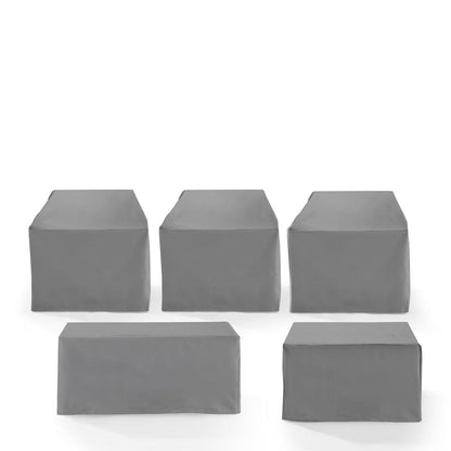 Crosley Furniture - 5Pc Outdoor Sectional Furniture Cover Set - 3 Chairs, 1 Coffee Table, & 1 Square Table/Ottoman - MO75027-GY view 2
