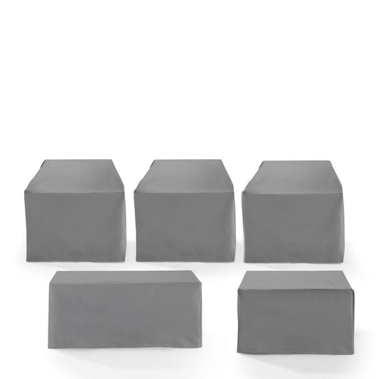 Crosley Furniture - 5Pc Outdoor Sectional Furniture Cover Set - 3 Chairs, 1 Coffee Table, & 1 Square Table/Ottoman - MO75027-GY view 2