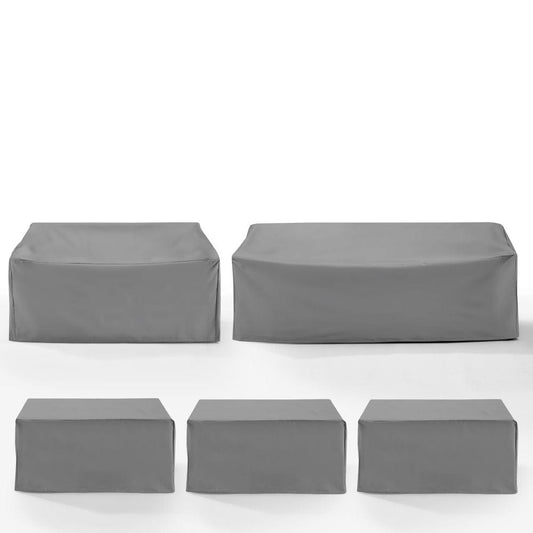 Crosley Furniture - 5Pc Outdoor Sectional Furniture Cover Set - 3 Square Table/Ottomans, 1 Loveseat, & 1 Sofa - MO75048-GY view 1