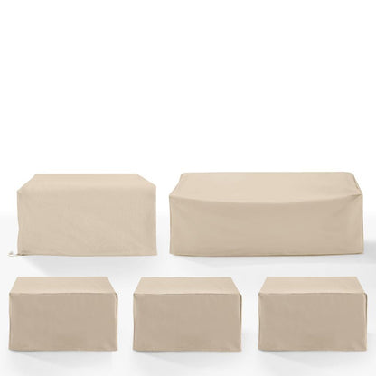 Crosley Furniture - 5Pc Outdoor Sectional Furniture Cover Set - 3 Square Table/Ottomans, 1 Loveseat, & 1 Sofa - MO75048-TA view 1