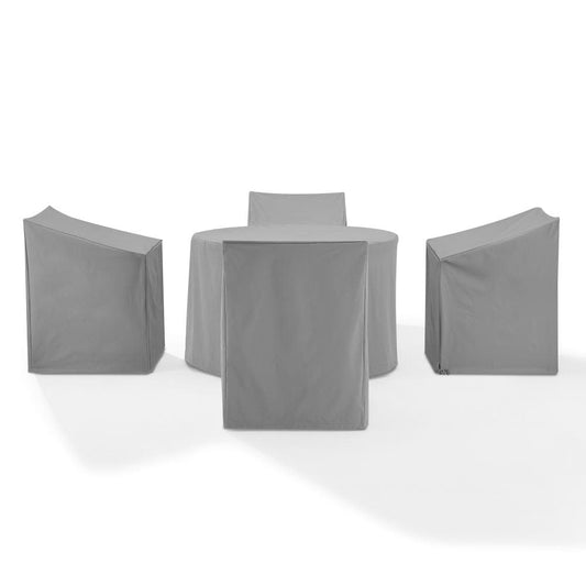 Crosley Furniture - 5Pc Round Outdoor Dining Furniture Cover Set - 4 Dining Arm Chairs & 1 Round Dining Table - MO75019-GY view 2