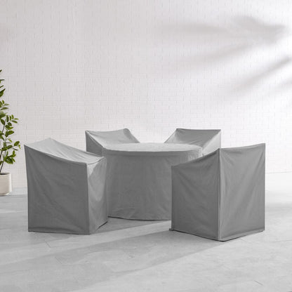 Crosley Furniture - 5Pc Round Outdoor Dining Furniture Cover Set - 4 Dining Arm Chairs & 1 Round Dining Table - MO75019-GY view 6