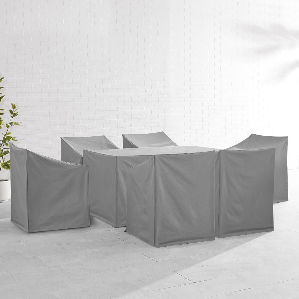 Crosley Furniture - 7Pc Outdoor Dining Furniture Cover Set - 6 Dining Arm Chairs & 1 Dining Table - MO75022-GY view 6