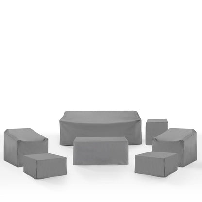 Crosley Furniture - 7Pc Outdoor Furniture Cover Set - 2 Chair, 1 Sofa, 1 Coffee Table, 1 Side Table & 2 Square Table/Ottoman - MO75055-GY view 1