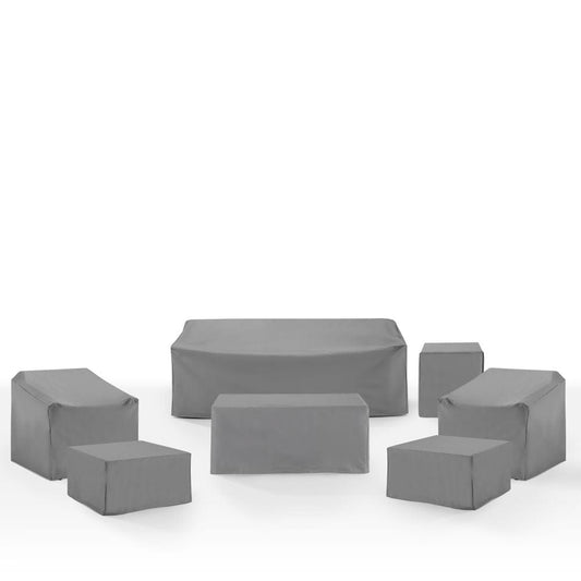 Crosley Furniture - 7Pc Outdoor Furniture Cover Set - 2 Chair, 1 Sofa, 1 Coffee Table, 1 Side Table & 2 Square Table/Ottoman - MO75055-GY view 1