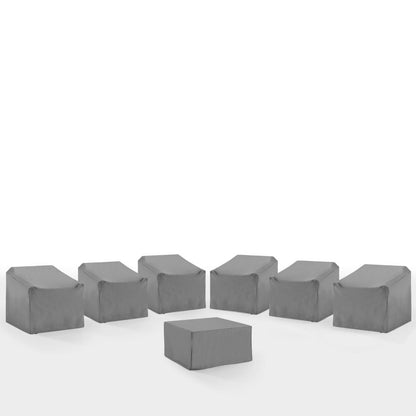 Crosley Furniture - 7Pc Outdoor Sectional Furniture Cover Set - 6 Chairs & 1 Square Table/Ottoman - MO75026-GY view 1