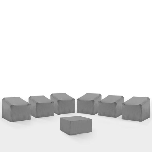 Crosley Furniture - 7Pc Outdoor Sectional Furniture Cover Set - 6 Chairs & 1 Square Table/Ottoman - MO75026-GY view 1
