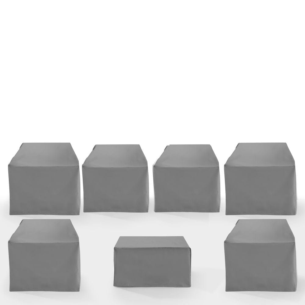 Crosley Furniture - 7Pc Outdoor Sectional Furniture Cover Set - 6 Chairs & 1 Square Table/Ottoman - MO75026-GY view 2