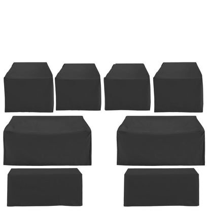 Crosley Furniture - 8Pc Outdoor Furniture Cover Set - 4 Chairs, 2 Loveseats, & 2 Coffee Tables - MO75039-BK view 2