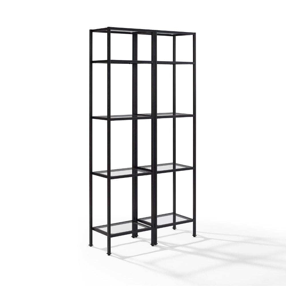 Crosley Furniture - Aimee 2 Piece Etagere Set Soft Gold - 2 Narrow Etageres - KF6005BZ veiw 2