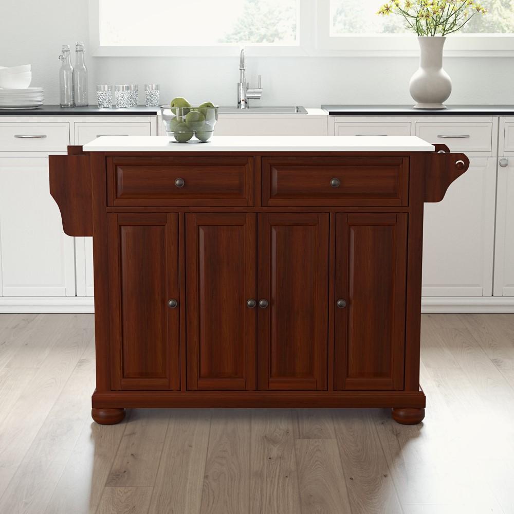 Crosley Furniture - Alexandria Granite Top Full Size Kitchen Island/Cart Mahogany/White - KF30005AMA view 9