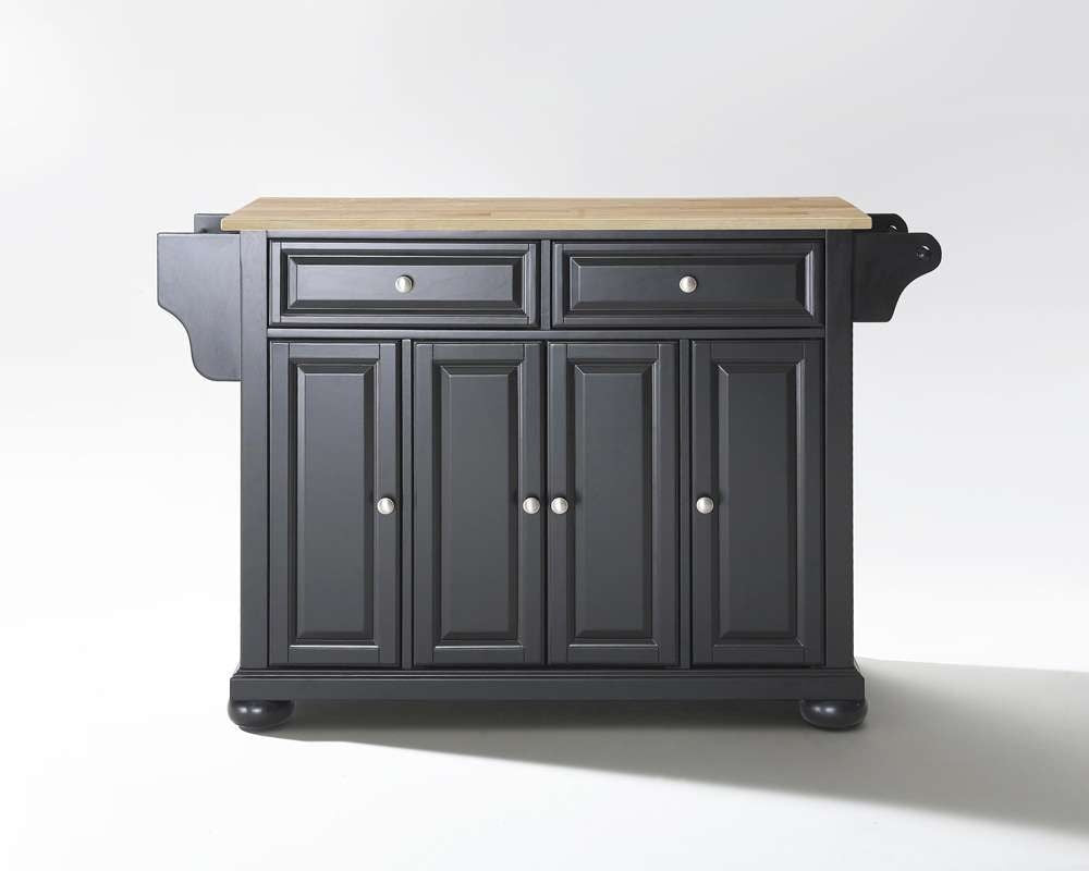 Crosley Furniture - Alexandria Natural Wood Top Kitchen Island in Black Finish - KF30001ABK veiw 1