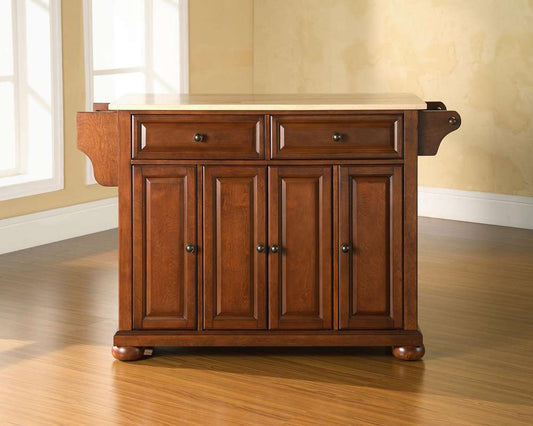 Crosley Furniture - Alexandria Natural Wood Top Kitchen Island in Classic Cherry Finish - KF30001ACH view 2