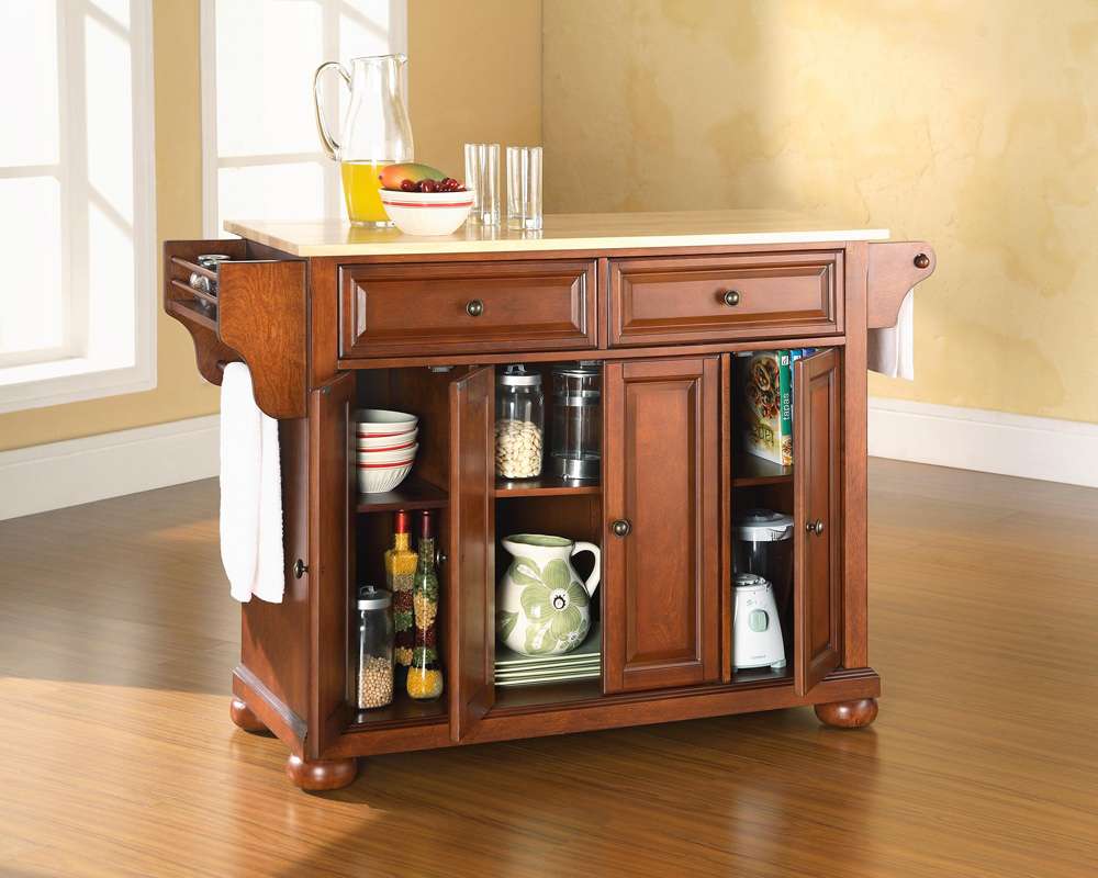 Crosley Furniture - Alexandria Natural Wood Top Kitchen Island in Classic Cherry Finish - KF30001ACH veiw 4
