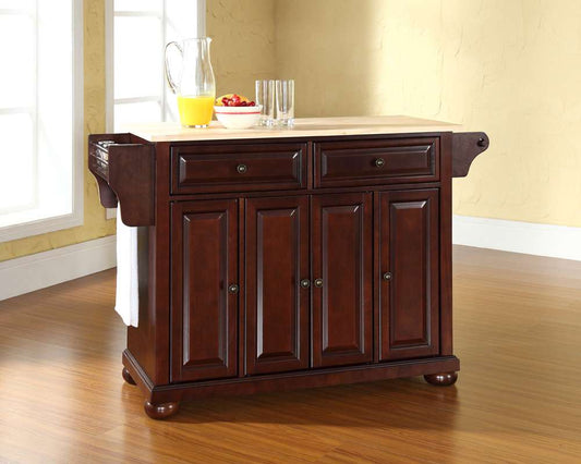 Crosley Furniture - Alexandria Natural Wood Top Kitchen Island in Vintage Mahogany Finish - KF30001AMA view 2