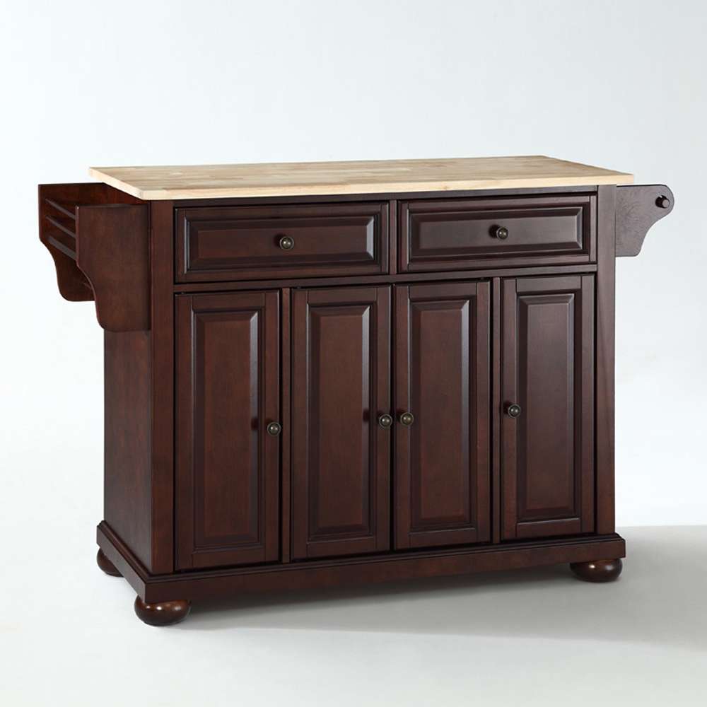 Crosley Furniture - Alexandria Natural Wood Top Kitchen Island in Vintage Mahogany Finish - KF30001AMA veiw 1