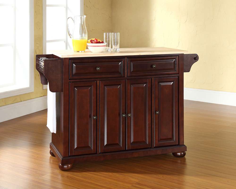 Crosley Furniture - Alexandria Natural Wood Top Kitchen Island in Vintage Mahogany Finish - KF30001AMA veiw 2