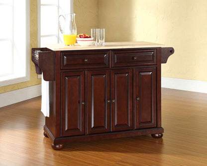 Crosley Furniture - Alexandria Natural Wood Top Kitchen Island in Vintage Mahogany Finish - KF30001AMA veiw 2