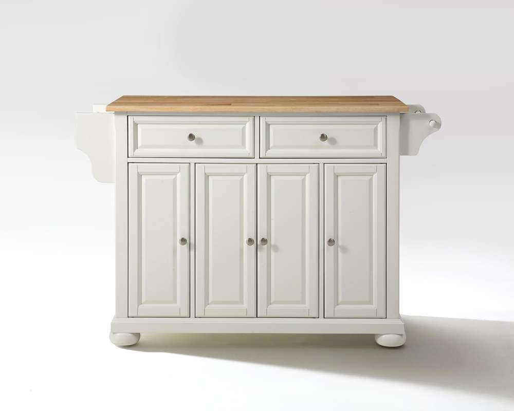 Crosley Furniture - Alexandria Natural Wood Top Kitchen Island in White Finish - KF30001AWH veiw 1